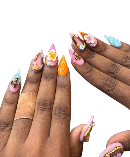 Tropical Plumeria Floral Stiletto Set
