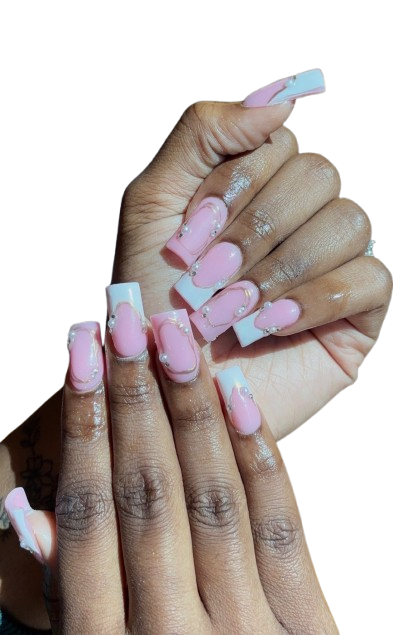 Soft Pink Swirl French Tip Set